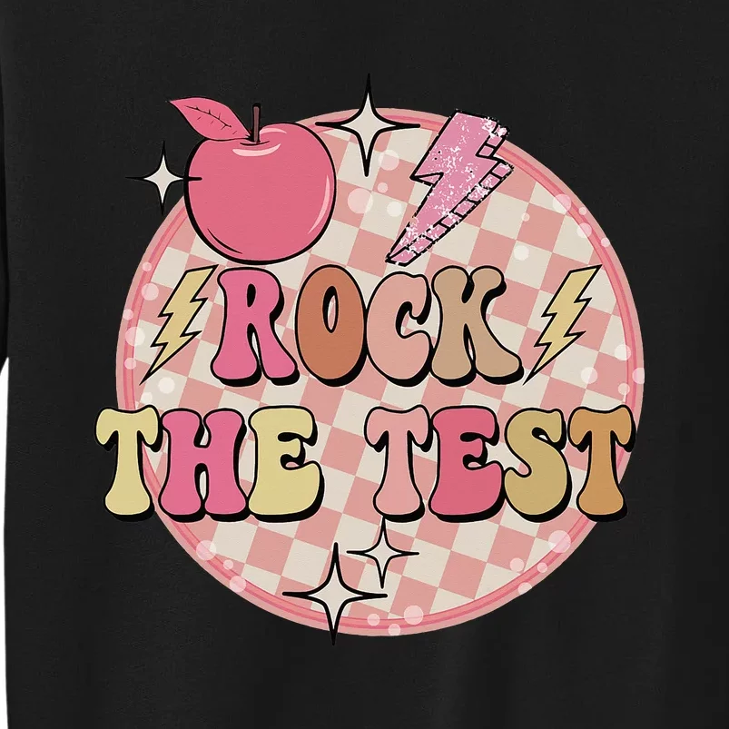 Rock The Test Teacher Student Funny Testing Day Checkered Tall Sweatshirt