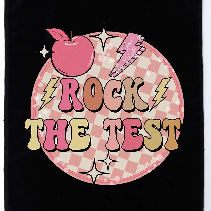 Rock The Test Teacher Student Funny Testing Day Checkered Platinum Collection Golf Towel