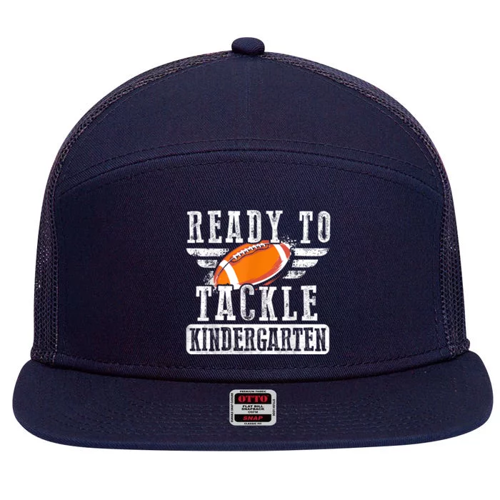 Ready To Tackle Kindergarten Football Ball Back To School 7 Panel Mesh Trucker Snapback Hat