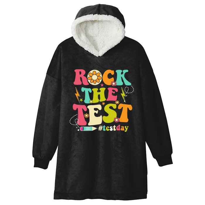 Rock The Test Testing Day Groovy Motivational Hooded Wearable Blanket