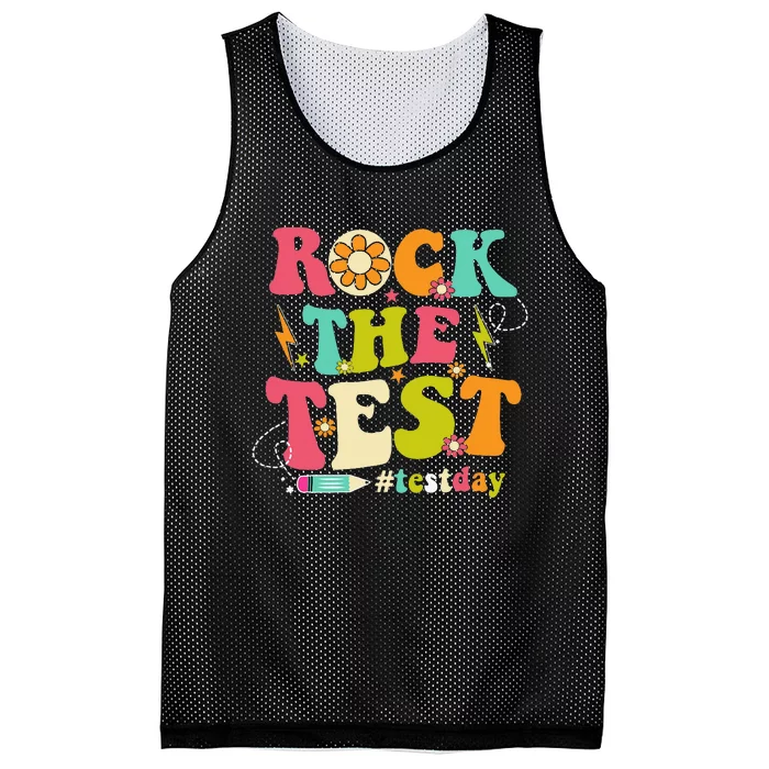 Rock The Test Testing Day Groovy Motivational Mesh Reversible Basketball Jersey Tank