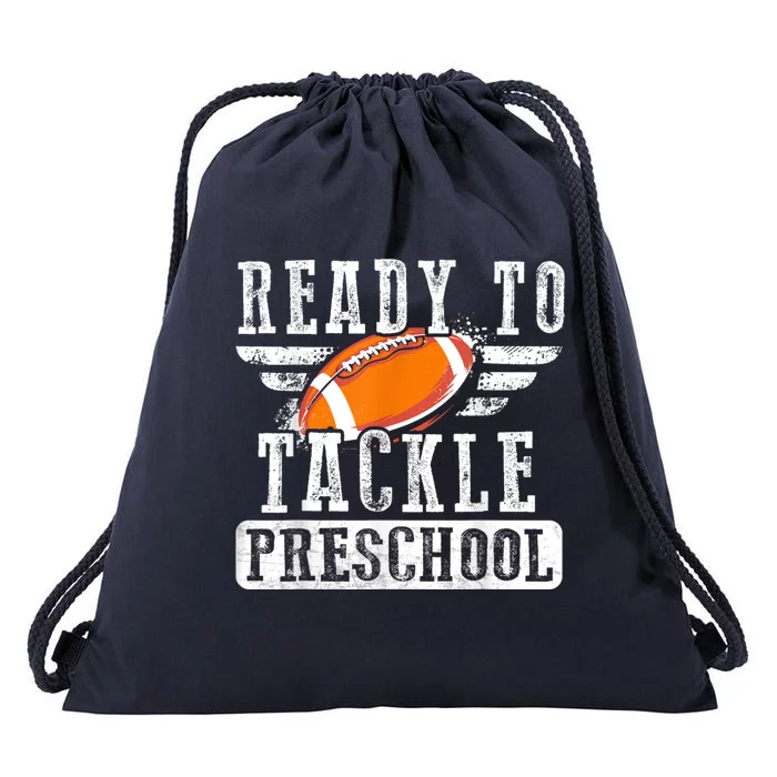 Ready To Tackle Preschool Football Ball Back To School Drawstring Bag