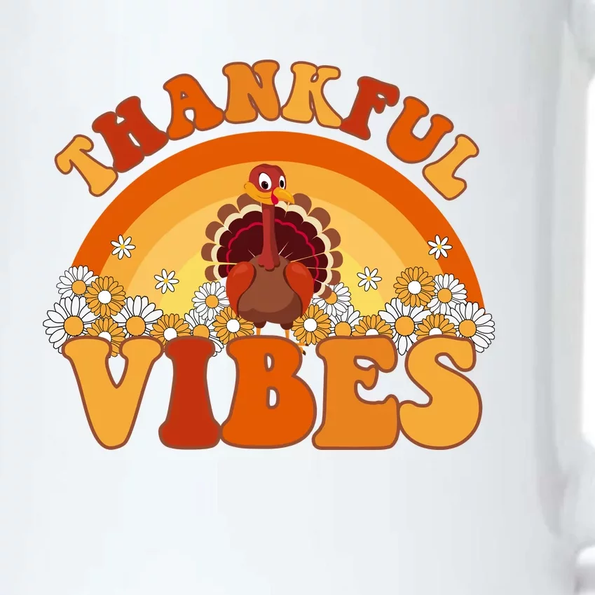 Retro Thanksgiving Thankful Vibes Turkey Sunset Black Color Changing Mug