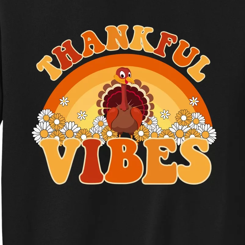 Retro Thanksgiving Thankful Vibes Turkey Sunset Sweatshirt