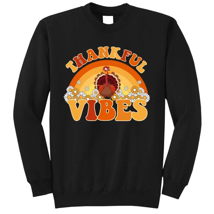 Retro Thanksgiving Thankful Vibes Turkey Sunset Sweatshirt