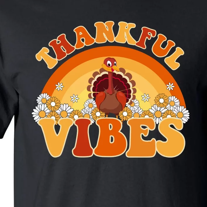 Retro Thanksgiving Thankful Vibes Turkey Sunset Tall T-Shirt