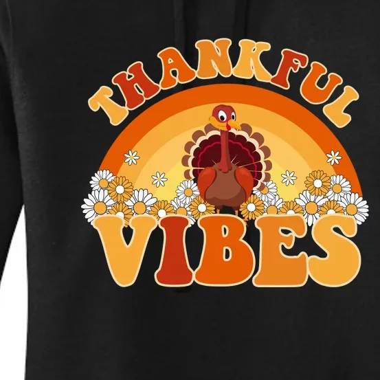 Retro Thanksgiving Thankful Vibes Turkey Sunset Women's Pullover Hoodie