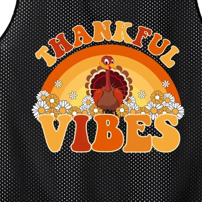 Retro Thanksgiving Thankful Vibes Turkey Sunset Mesh Reversible Basketball Jersey Tank