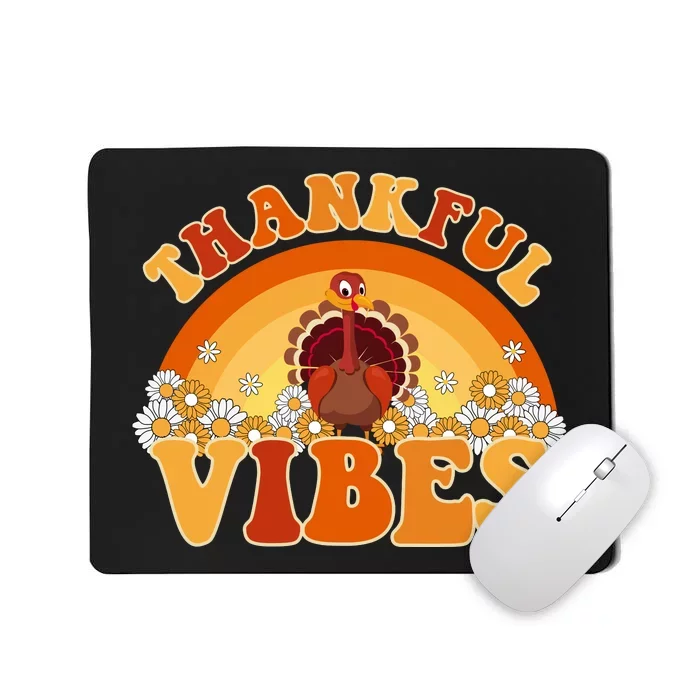 Retro Thanksgiving Thankful Vibes Turkey Sunset Mousepad