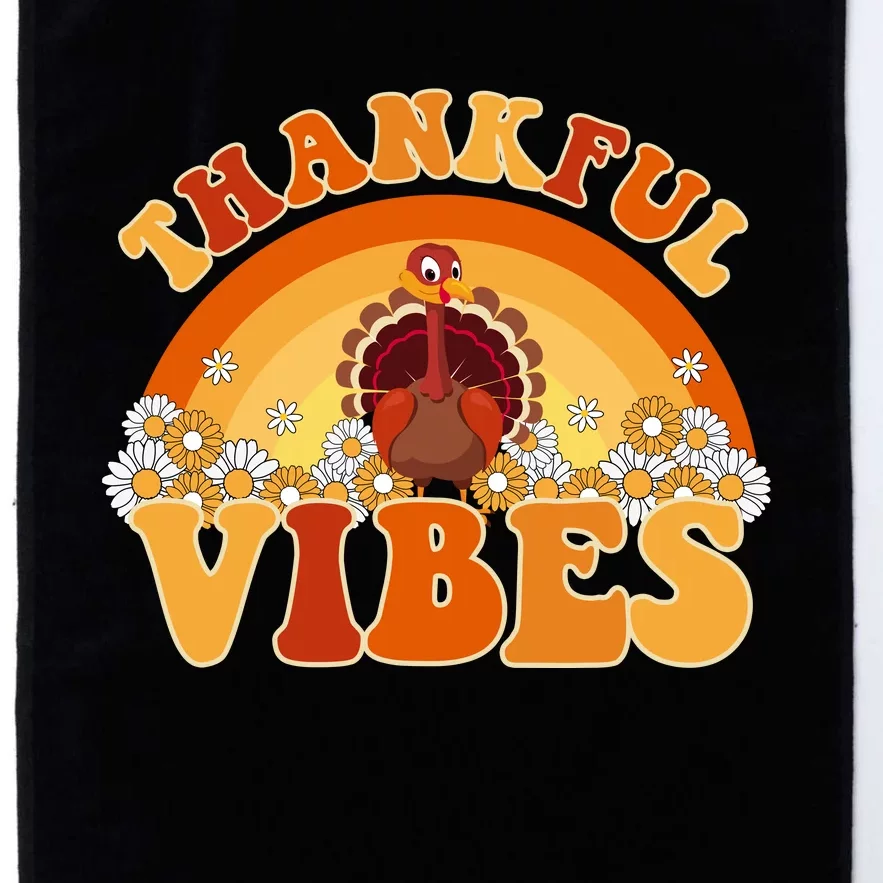 Retro Thanksgiving Thankful Vibes Turkey Sunset Platinum Collection Golf Towel