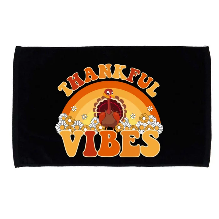 Retro Thanksgiving Thankful Vibes Turkey Sunset Microfiber Hand Towel