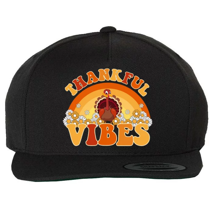 Retro Thanksgiving Thankful Vibes Turkey Sunset Wool Snapback Cap