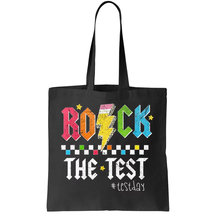 Rock The Test Testing Day Retro Motivational Teacher Tote Bag