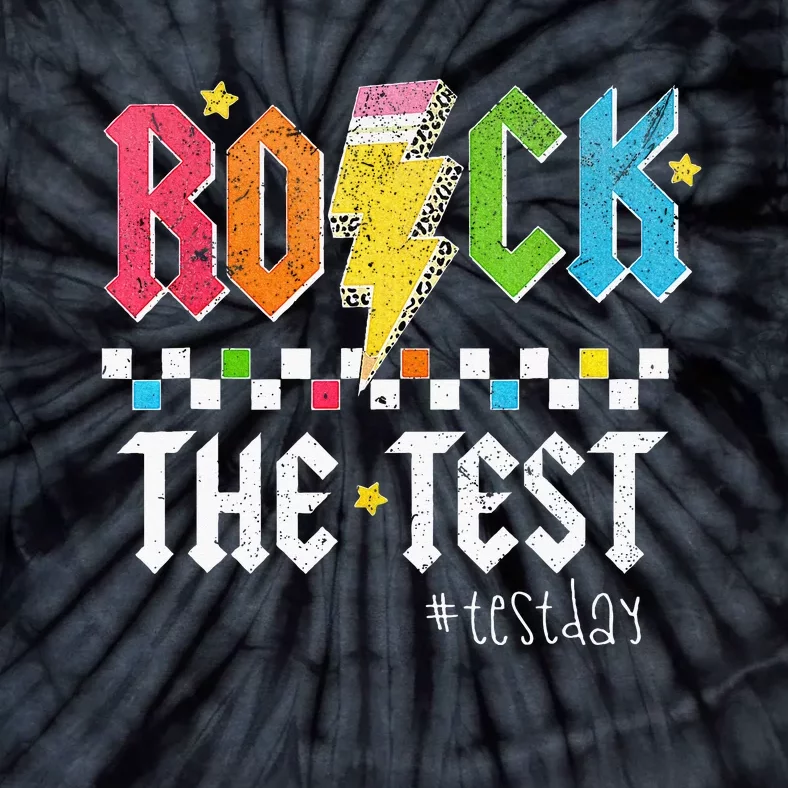 Rock The Test Testing Day Retro Motivational Teacher Tie-Dye T-Shirt