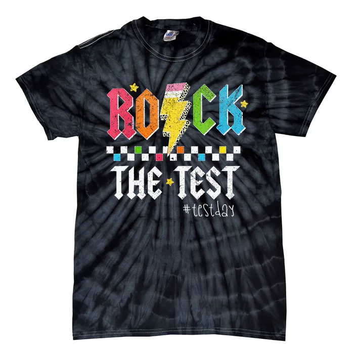 Rock The Test Testing Day Retro Motivational Teacher Tie-Dye T-Shirt