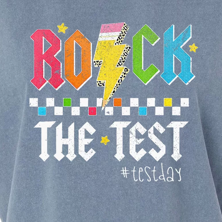 Rock The Test Testing Day Retro Motivational Teacher Garment-Dyed Women's Muscle Tee