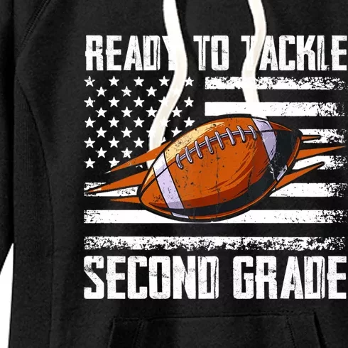 Ready To Tackle Second Grade Football Happy First School Day Gift Women's Fleece Hoodie