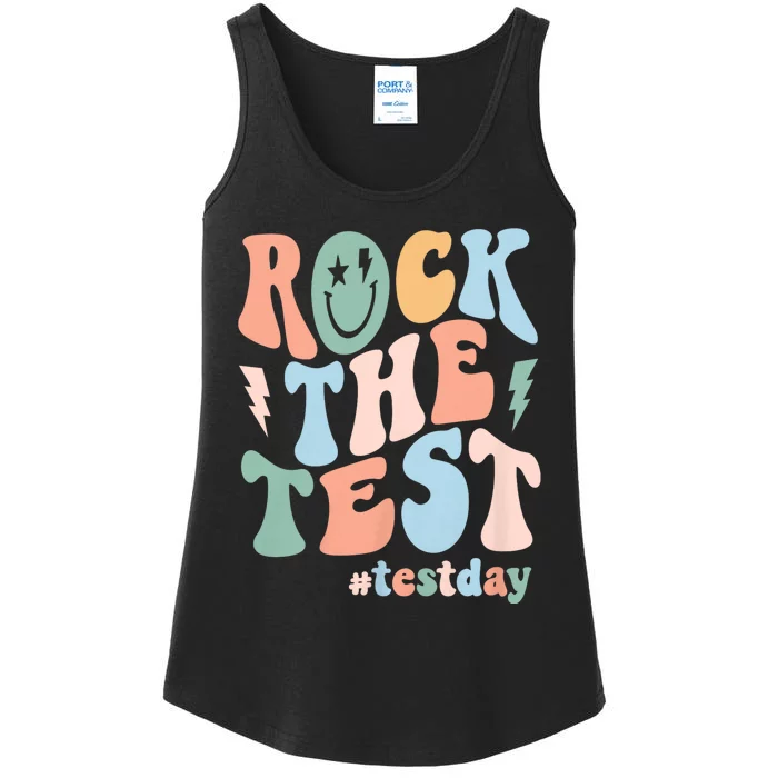 Rock The Test Testing Day Retro Motivational Teacher Student Ladies Essential Tank