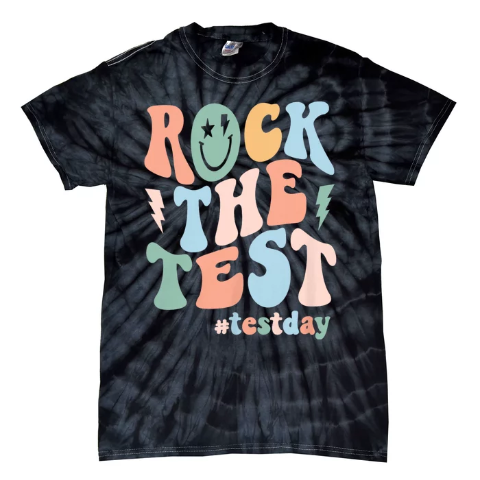 Rock The Test Testing Day Retro Motivational Teacher Student Tie-Dye T-Shirt