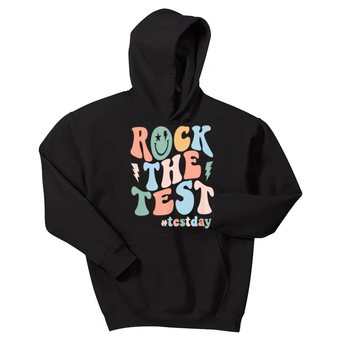 Rock The Test Testing Day Retro Motivational Teacher Student Kids Hoodie