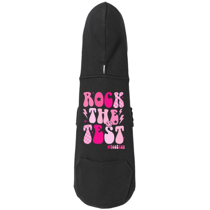 Rock The Test Testing Day Retro Motivational Doggie 3-End Fleece Hoodie