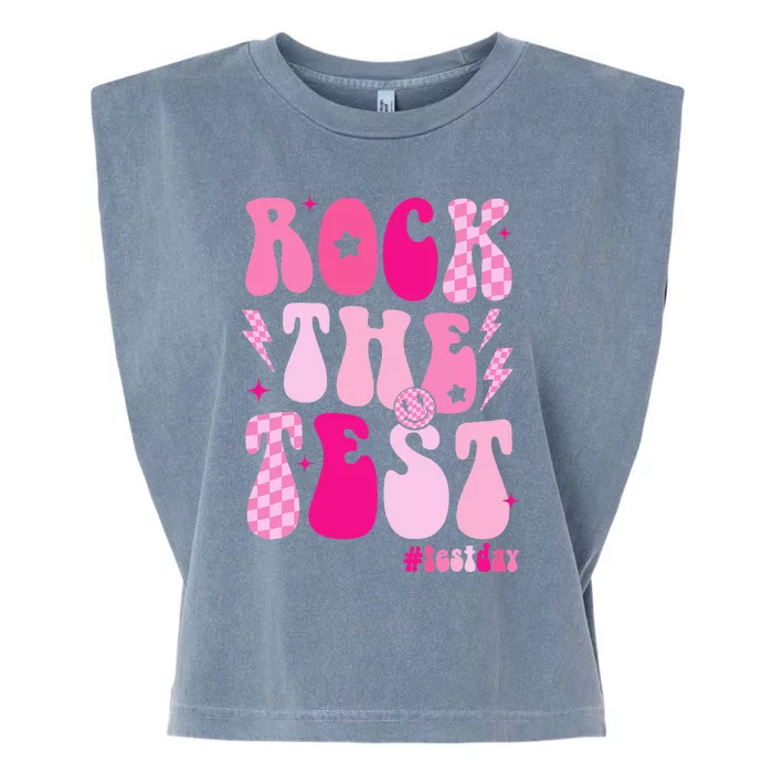 Rock The Test Testing Day Retro Motivational Garment-Dyed Women's Muscle Tee