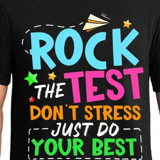 Rock The Test Don't Stress Just Do Your Best Teacher Pajama Set