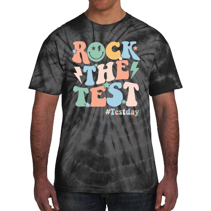 Rock The Test Testing Day Retro Motivational Teacher Student Tie-Dye T-Shirt