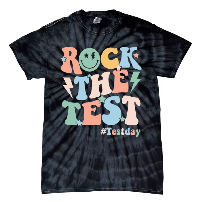 Rock The Test Testing Day Retro Motivational Teacher Student Tie-Dye T-Shirt