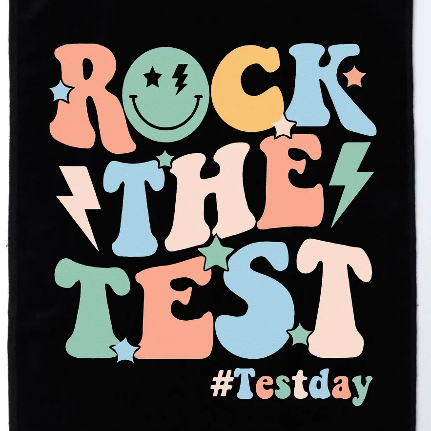 Rock The Test Testing Day Retro Motivational Teacher Student Platinum Collection Golf Towel