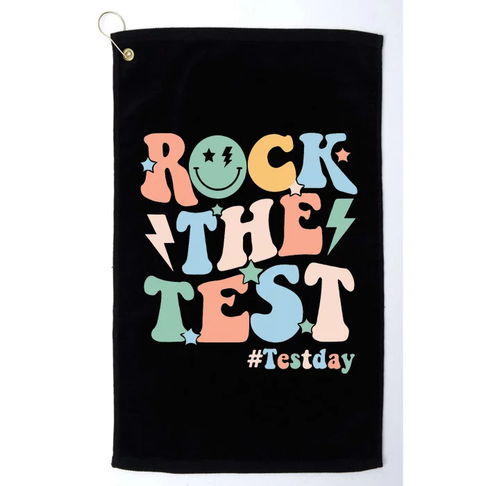 Rock The Test Testing Day Retro Motivational Teacher Student Platinum Collection Golf Towel