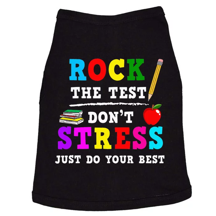 Rock the Test Don't Stress Testing Day Teacher Student Gift Doggie Tank