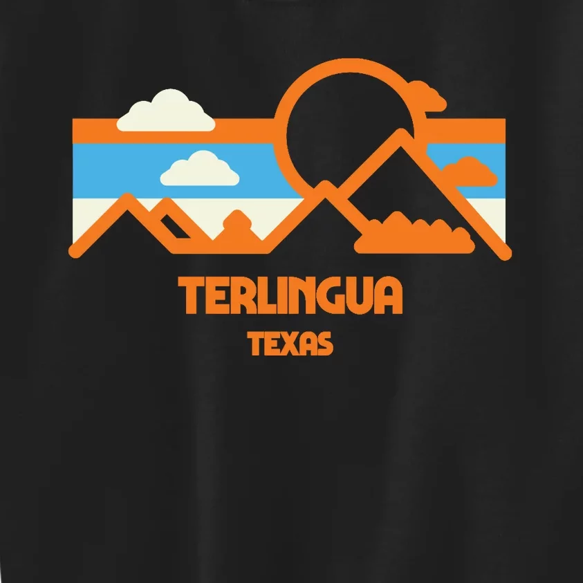 Retro Terlingua Texas Mountain Range Sunset Kids Sweatshirt