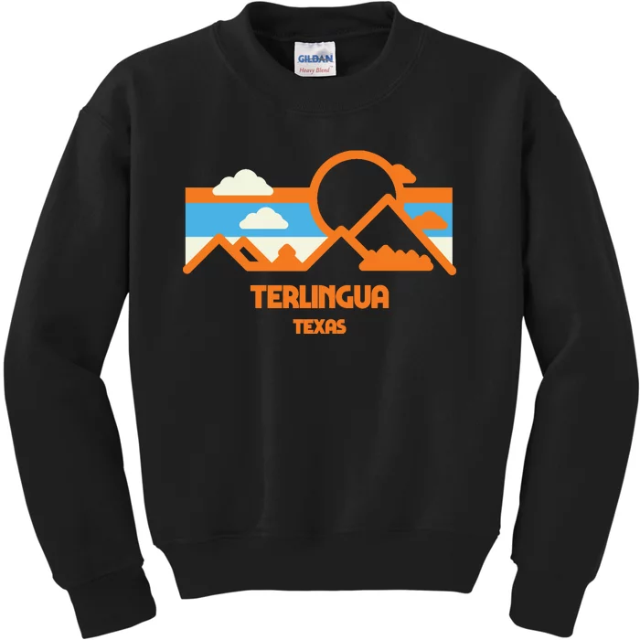 Retro Terlingua Texas Mountain Range Sunset Kids Sweatshirt