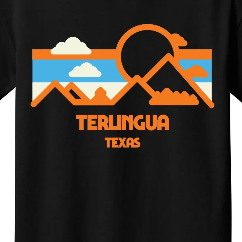 Retro Terlingua Texas Mountain Range Sunset Kids T-Shirt