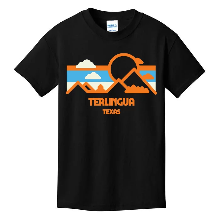 Retro Terlingua Texas Mountain Range Sunset Kids T-Shirt