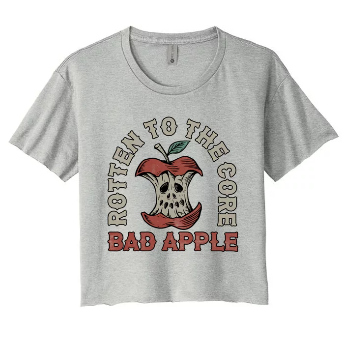 Rotten To The Core Bad Apple Funny Retro Gift Women's Crop Top Tee