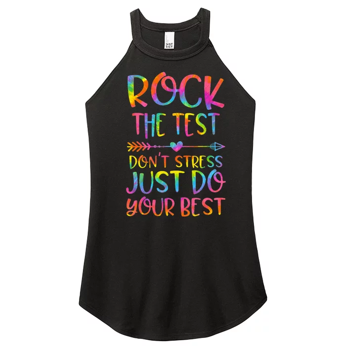 Rock the Test Don't Stress Testing Day Teacher Student Gift Women’s Perfect Tri Rocker Tank