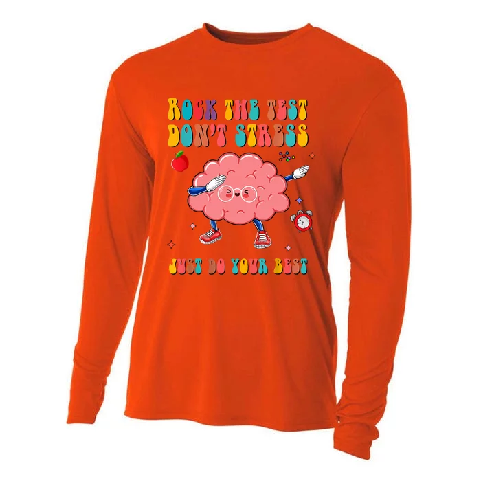 Rock The Test Don't Stress Testing Day Teacher Student Gift Cooling Performance Long Sleeve Crew