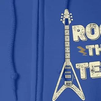 Rock The Test Guitar Teacher Test Day Testing Day Teacher Full Zip Hoodie