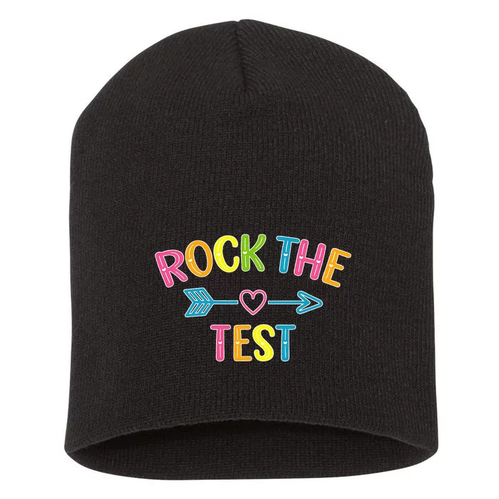 Rock The Test Dont Stress Test Day Funny Teacher day Short Acrylic Beanie