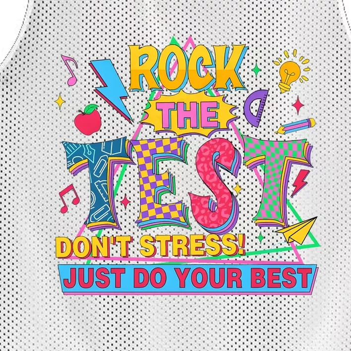 Rock The Test DonT Stress Test Day Teacher Mesh Reversible Basketball Jersey Tank