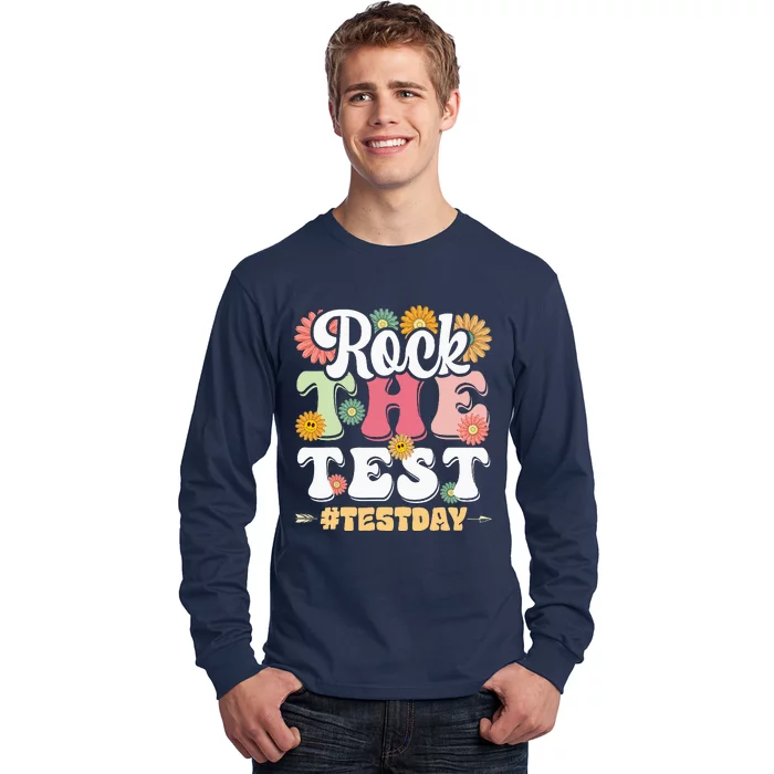 Rock The Test Testing Day Groovy Motivational Teacher Long Sleeve Shirt