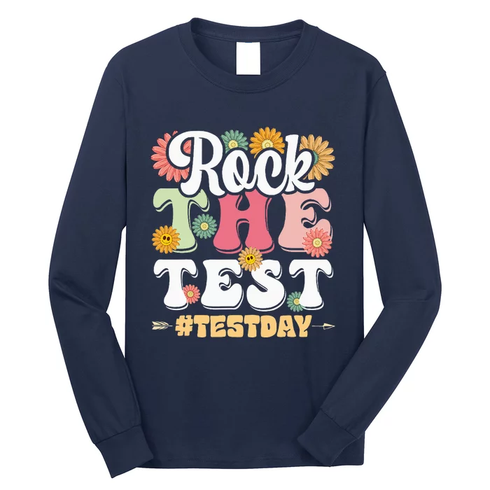 Rock The Test Testing Day Groovy Motivational Teacher Long Sleeve Shirt