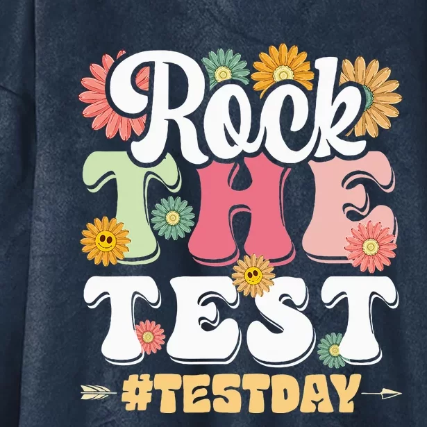 Rock The Test Testing Day Groovy Motivational Teacher Hooded Wearable Blanket