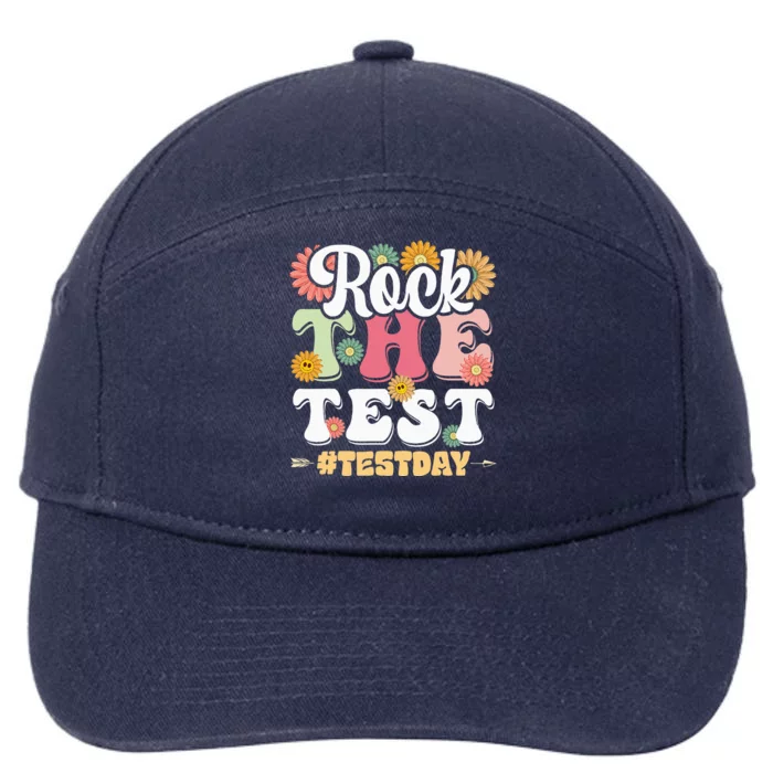 Rock The Test Testing Day Groovy Motivational Teacher 7-Panel Snapback Hat