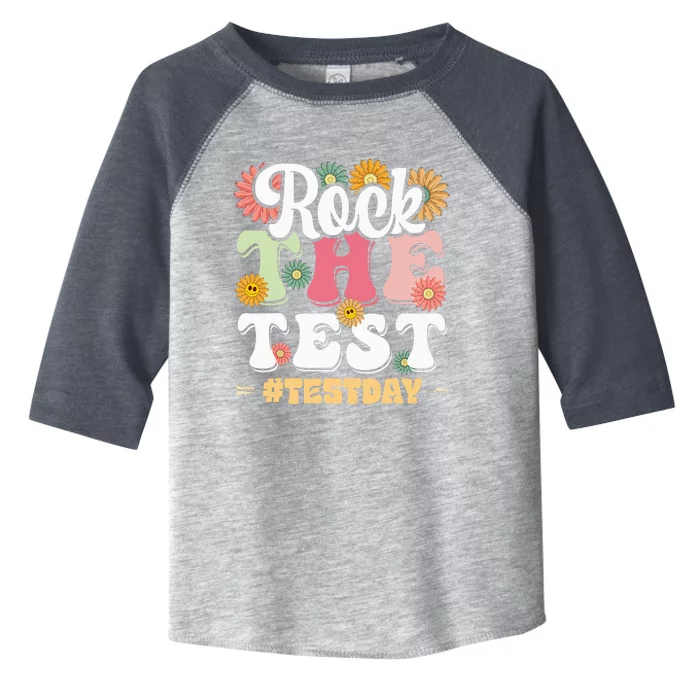 Rock The Test Testing Day Groovy Motivational Teacher Toddler Fine Jersey T-Shirt