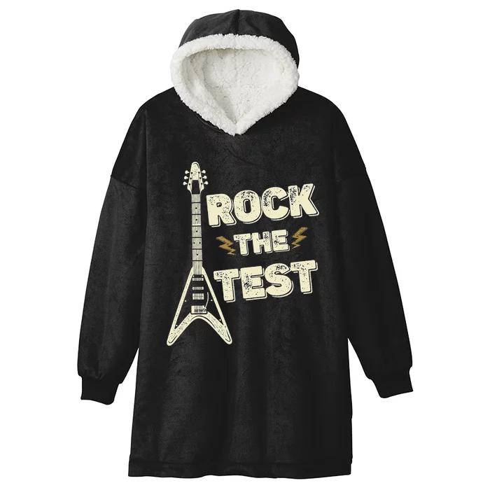 Rock The Test Dont Stress Test Day Funny Teacher day Hooded Wearable Blanket