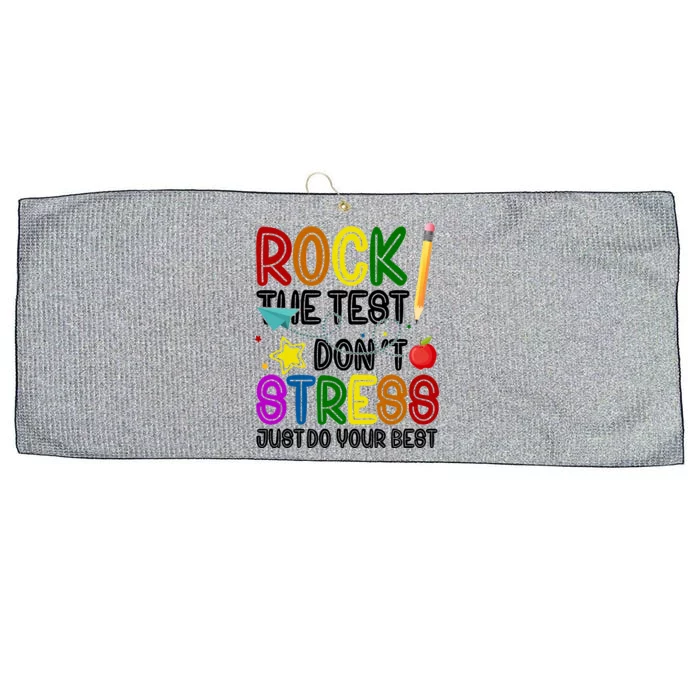 Rock The Test Don't Stress Just Do Your Best Educational Large Microfiber Waffle Golf Towel