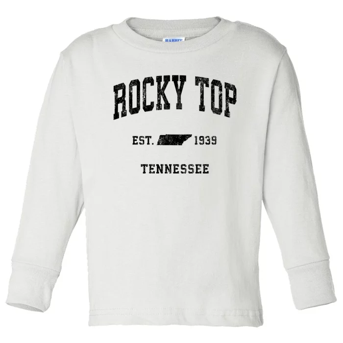 Rocky Top Tennessee Tn Vintage Established Athletic Sports Design Toddler Long Sleeve Shirt